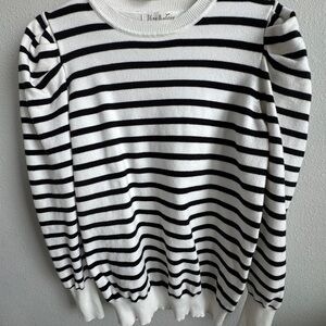 Vine & Love Black and White Striped Sweater